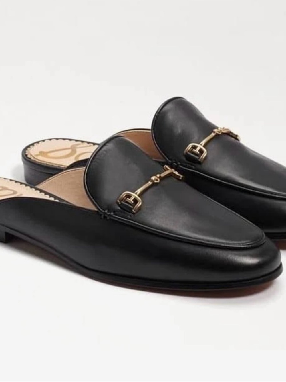 Sam Edelman Black Leather Slip-On Horsebit Mules